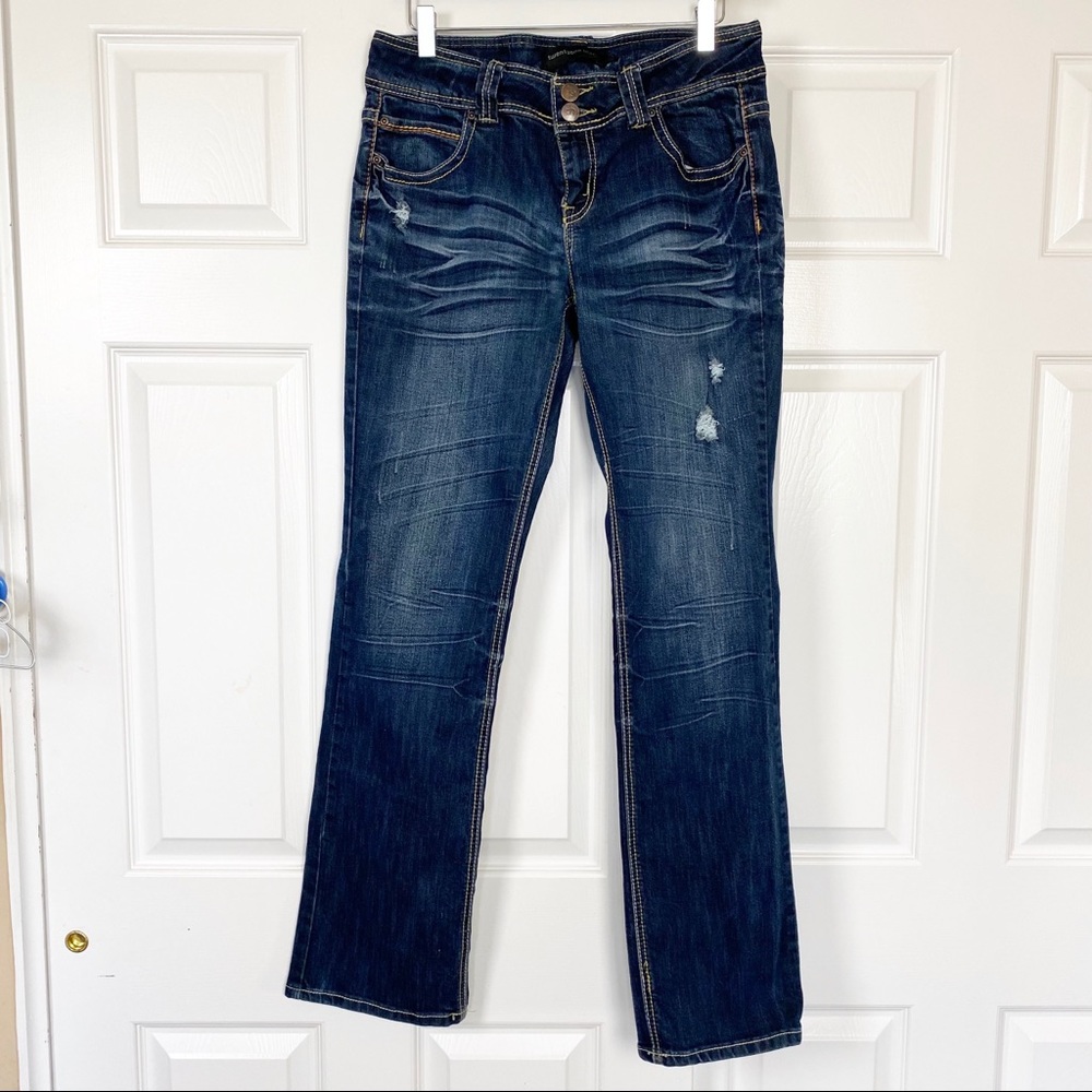 Black Dark Wash Destroyed Book Cut Jeans 33x33